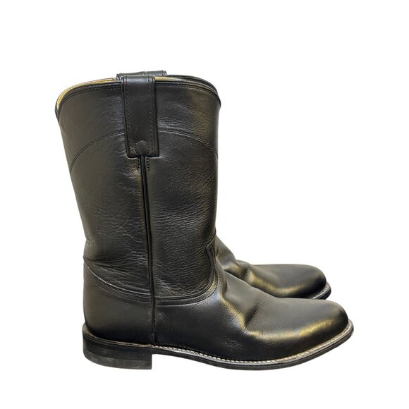 Justin Black Leather Western Boots Size 8.5 - Picture 5 of 12